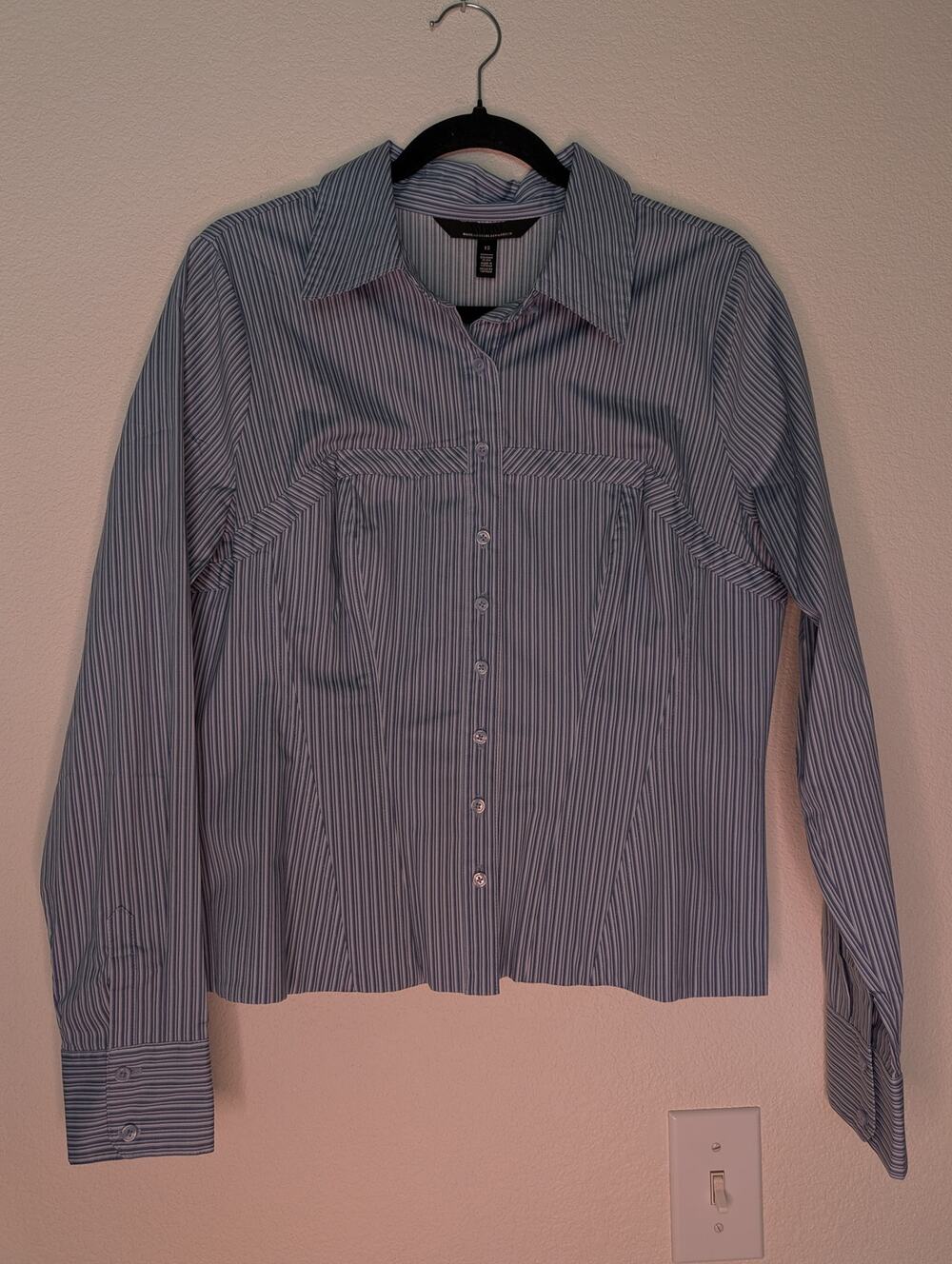 White House Black Market NWT LS Corset Poplin Shirt 12 Striped Boning Office